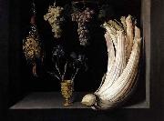 Still Life with Cardoon, Francolin, Grapes and Irises Felipe Ramirez